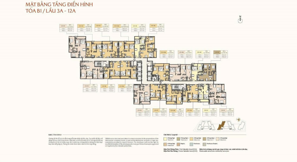 mặt bằng điển hình Masteri Park Place